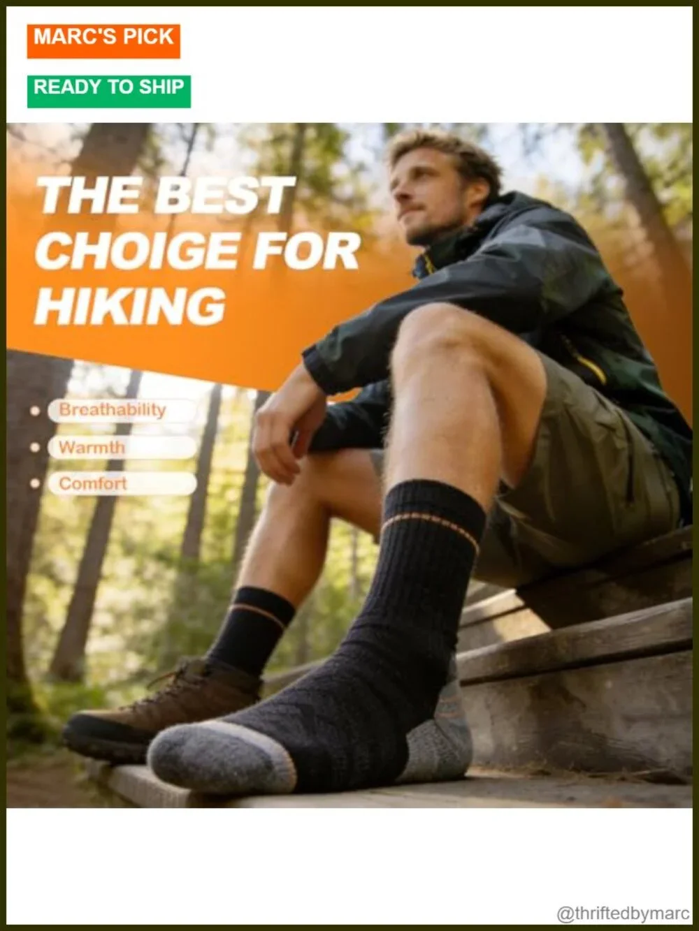 Merino Wool Hiking Crew Socks for Men & Women, Thermal,Cushioned Anti-Blister